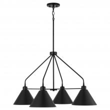 Capital Canada 451341MB - 4-Light Modern Metal Chandelier in Matte Black with White Interior