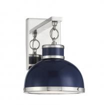  9-8884-1-174 - Corning 1-Light Wall Sconce in Navy with Polished Nickel Accents