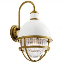 Kichler 59051WH - Tollis™ 12" 1 Light Wall Light with Clear Ribbed Glass White and Natural Brass