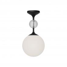  SF415308MBOP - Celia 8-in Matte Black/Opal Glass 1 Light Semi Flush Mount