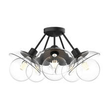  SF517220MBCL - Francesca 20-in Clear Glass/Matte Black 5 Lights Semi Flush Mount