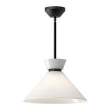  PD470514MBGO - Halston 14-in Glossy Opal Glass/Matte Black 1 Light Pendant