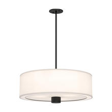  PD547924MBWL - Theo 24-in Matte Black/White Linen 3 Lights Pendant