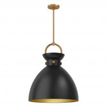  PD411318AGMB - Waldo 18-in Aged Gold/Matte Black 1 Light Pendant