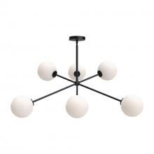  CH549640MBOP - Cassia 40-in Matte Black/Opal Matte Glass 6 Lights Chandeliers