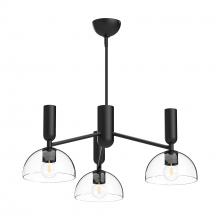  CH563335MBCL - Jude 38-in Clear Glass/Matte Black 3 Lights Chandeliers