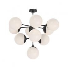  CH505335MBOP - Nouveau 35-in Matte Black/Opal Matte Glass 10 Lights Chandeliers