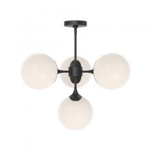  CH505426MBOP - Nouveau 26-in Matte Black/Opal Matte Glass 4 Lights Chandeliers