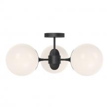  SF505326MBOP - Nouveau 26-in Matte Black/Opal Matte Glass 3 Lights Semi Flush Mount