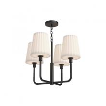  CH628423MBOP - Plisse 23-in Matte Black/Opal Matte Glass 4 Lights Chandeliers